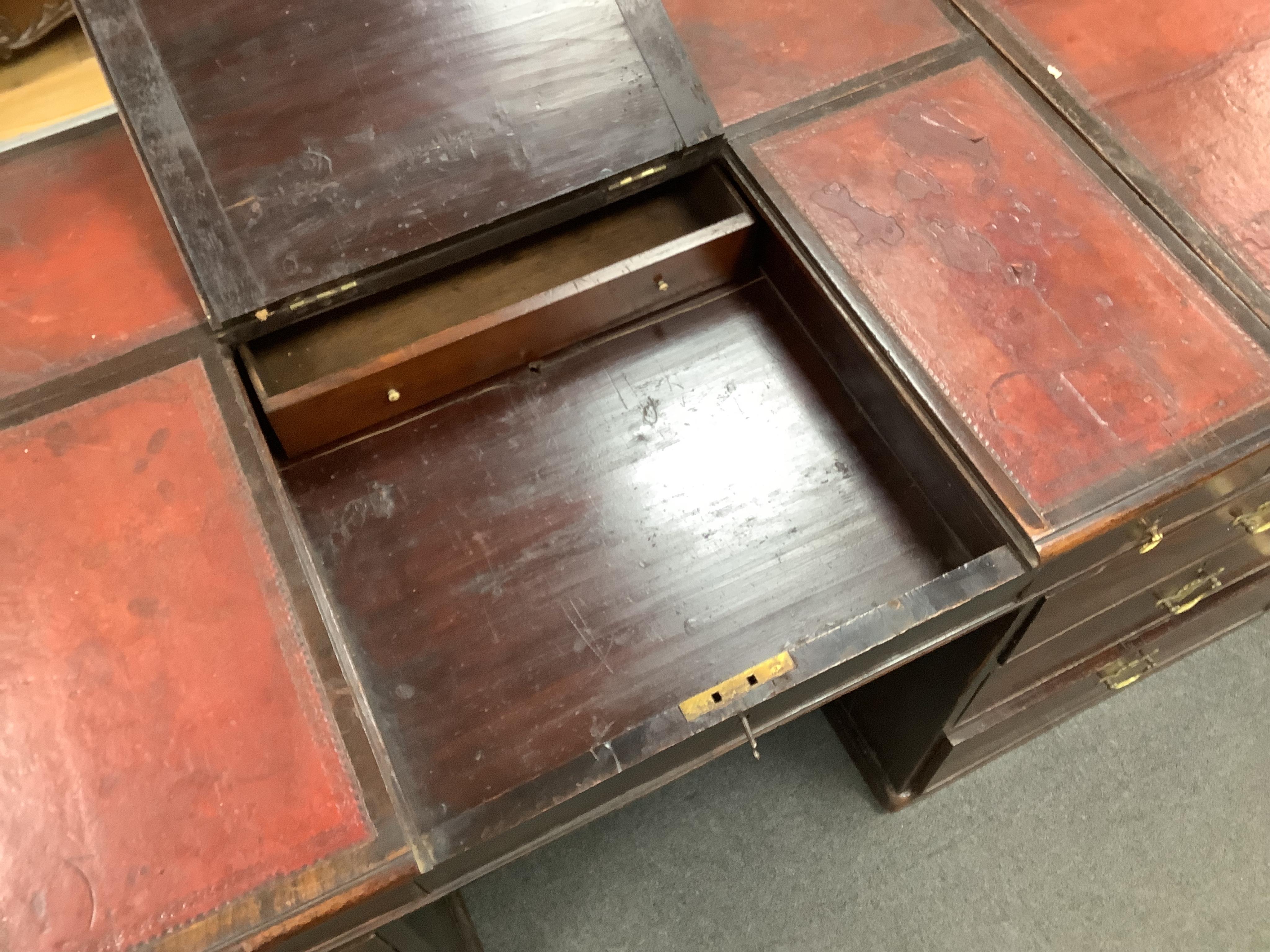 A mahogany pedestal desk, width 181cm, depth 78cm, height 79cm